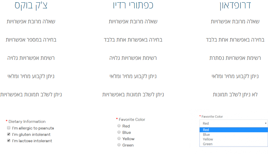 פורמס וויזרד השוואה בין סוגי שדות